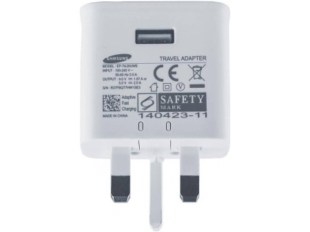 Incarcator retea Samsung, EP-TA20UWE, port USB-A , 3 pini (UK), bulk, white + adaptor pentru EU